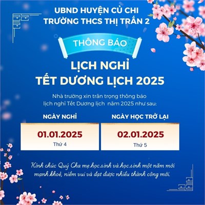 Thông báo lịch nghỉ Tết Dương lịch năm 2025