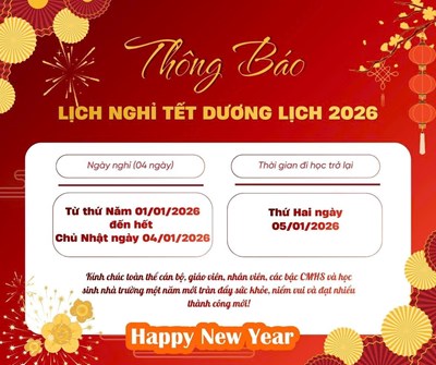 🎉Lịch nghỉ tết Dương lịch 2026🎉