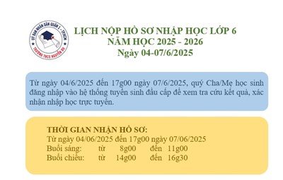 Lịch nhận hồ sơ Tuyển sinh 6 chương trình tiếng Anh tích hợp - Năm học 2025-2026